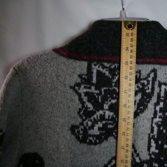 Maxsport Women's Size S Gray Black Sweater Cardigan Coat Big Paisley - Picture 11 of 12